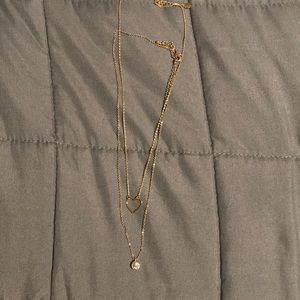 Gold heart necklace and diamond